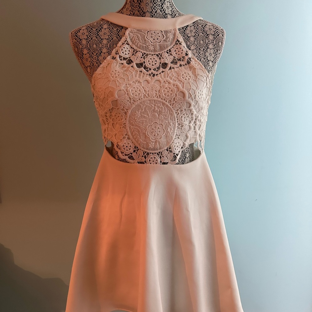 Lace Halter Graduation Dress